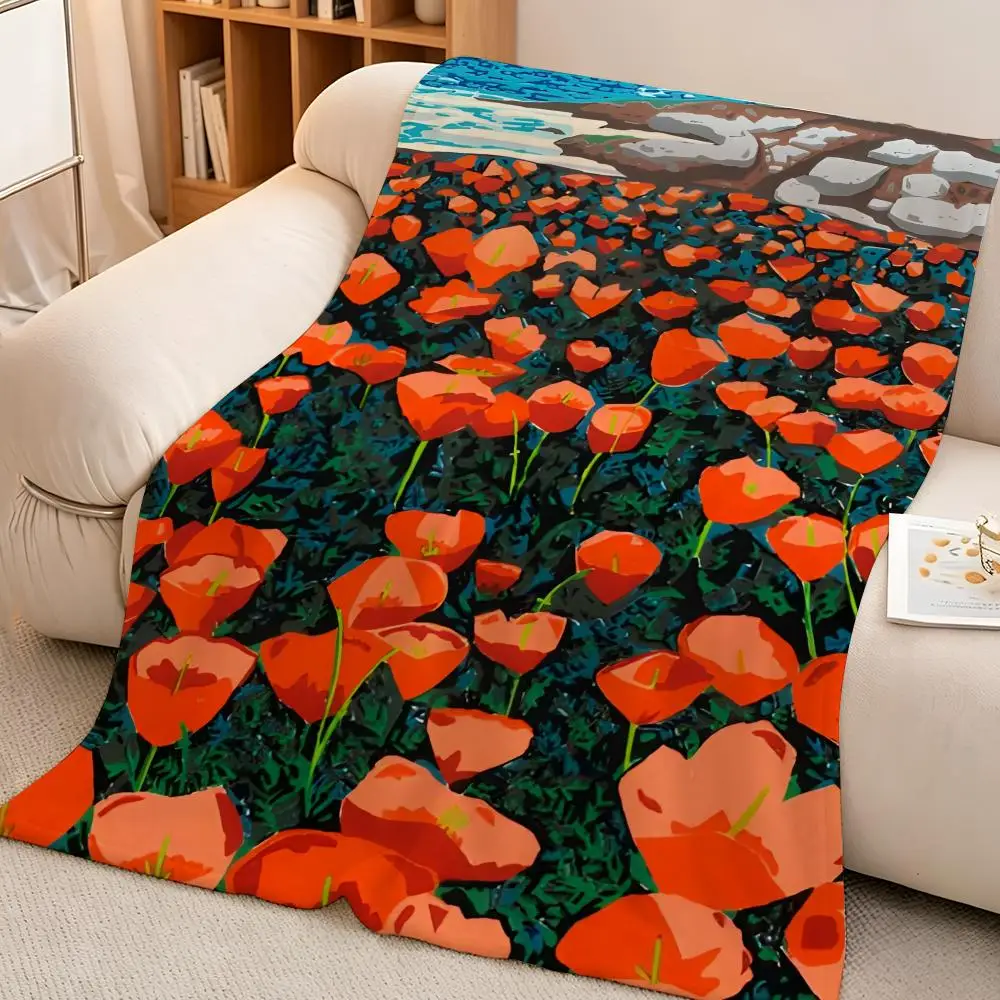 Artist Modern H-Hilary Pecis Throw Soft Warm Flannel Blanket Lightweight for Sofa Bed Couch Travel Adults
