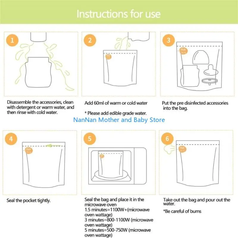 Pack of 10pcs Microwave Bags for Baby Bottles Breast Accessory