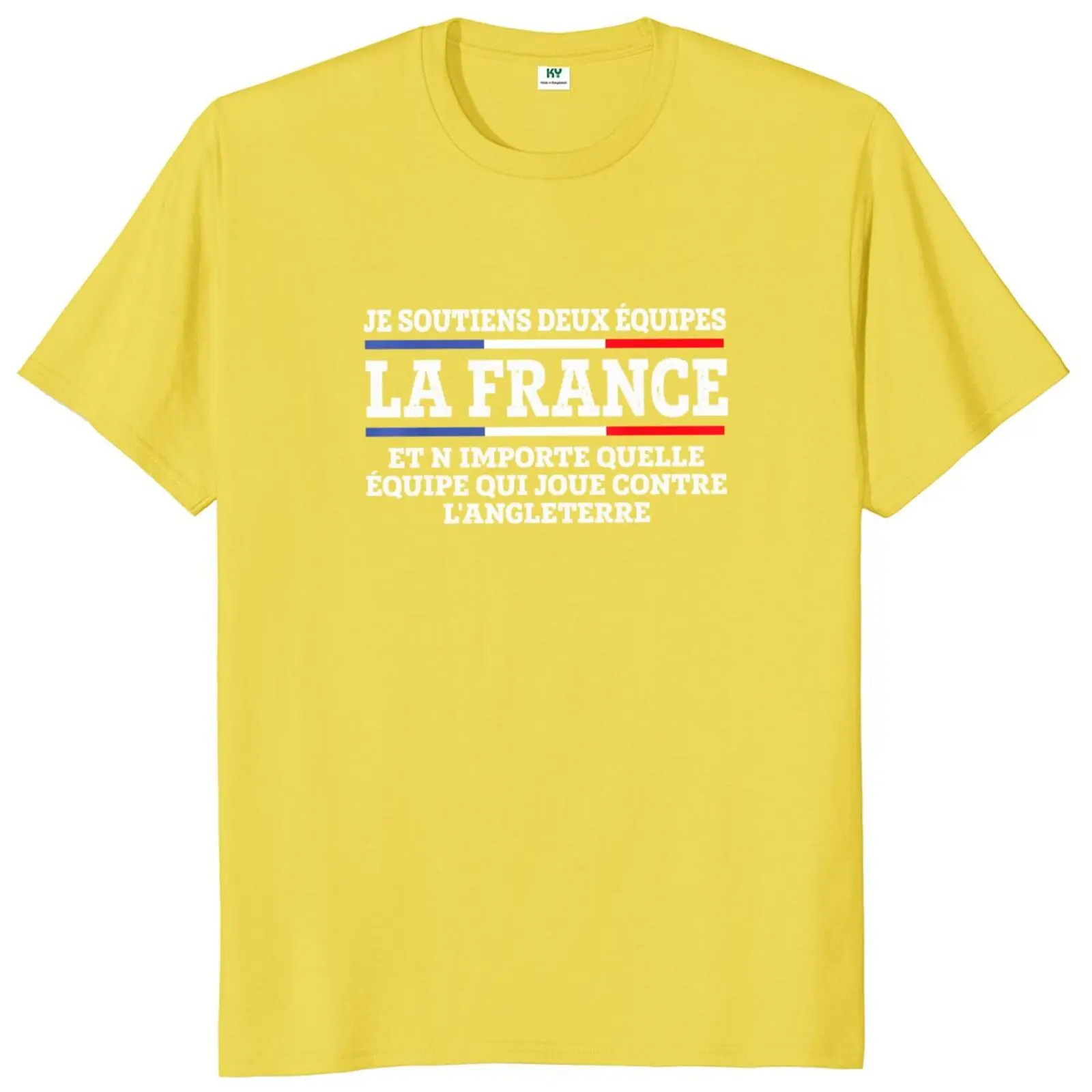 I Support Two Team France And Anyone Who Plays England T Shirt French Texts Gift Retro Tops Unisex 100% Cotton T-shirts EU Size