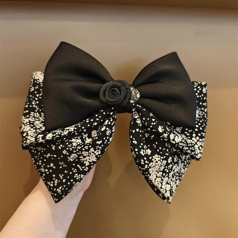 القوس، مشبك شعر على الطراز الياباني والكوري للفصول الأربعة، ملمس راقي للسيدات، مشبك زهور أسود، مشبك ربيعي عالي الجودة للشعر، مرحبا جديد #3