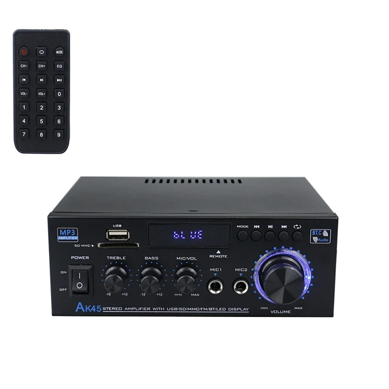 Amplificadores de Potência Digital AK-55, AK45, AK35, AK380, Amplificadores de Home Theater, Bluetooth, Hifi, FM, USB, Auto-falantes Subwoofer de Música, 800W