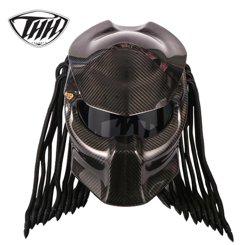 Carbon Fiber Motorcycle Predator Helmet Full Face DOT certification High quality casco depredador clear colorful lens