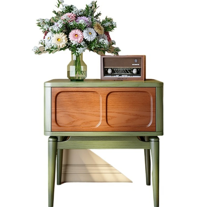 

Solid wood bedside table French retro ash wood bedside small cabinet small apartment medium antique bedroom locker