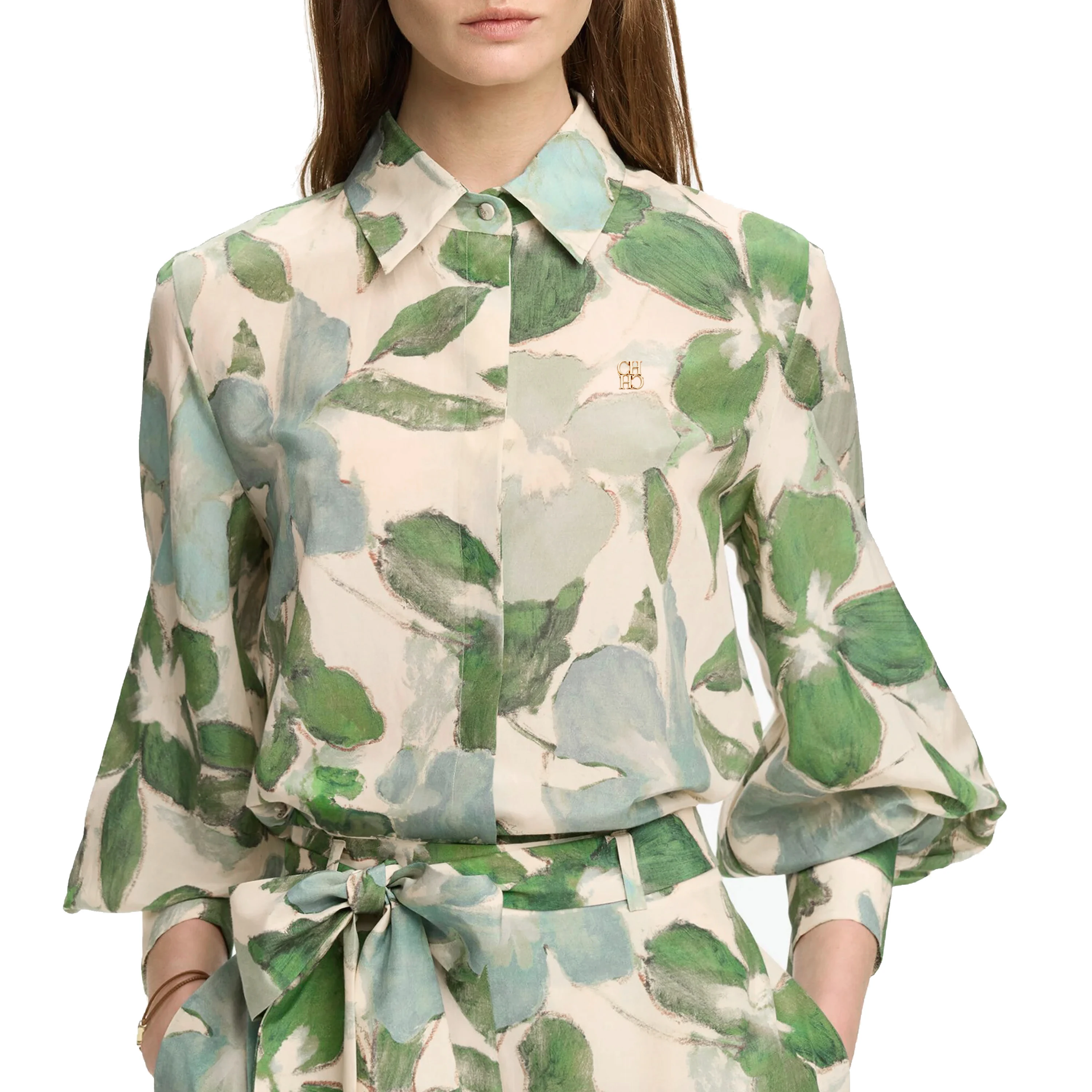 CHCH Donna Stampa Top Camicette Stampa di moda Casual Manica lunga Office Lady OL Camicie Slim Blusas