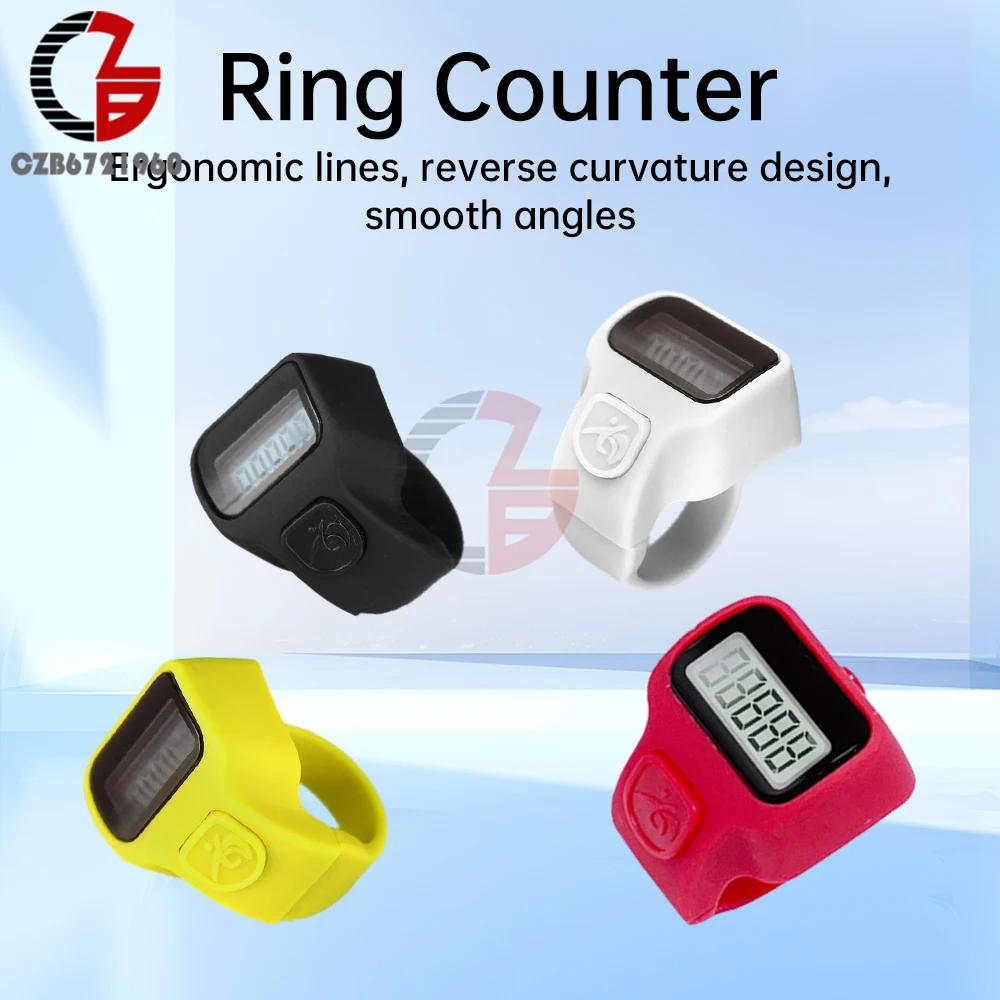 Handheld Electronic Counter Tasbih Finger Rings Tasbeeh Counter LED Display Electronic Finger Clicker Bead Timer Counting