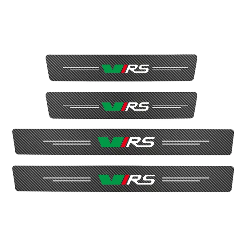 4pcs For Skoda RS VRS Threshold Strip Skoda Welcome Pedal Interior Supplies Anti Stepping Strip  Sticker Modified Decoration