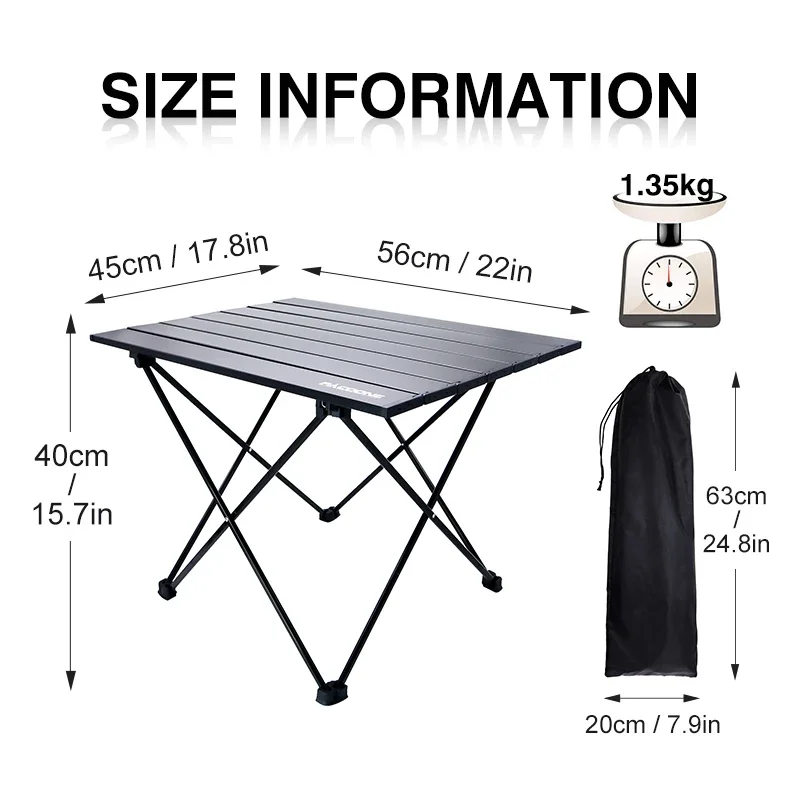 PACOONE Mesa para acampar al aire libre Mochila ultraligera Mesa plegable portátil Alta carga Transporte Senderismo Playa Picnic Barbacoa Durable