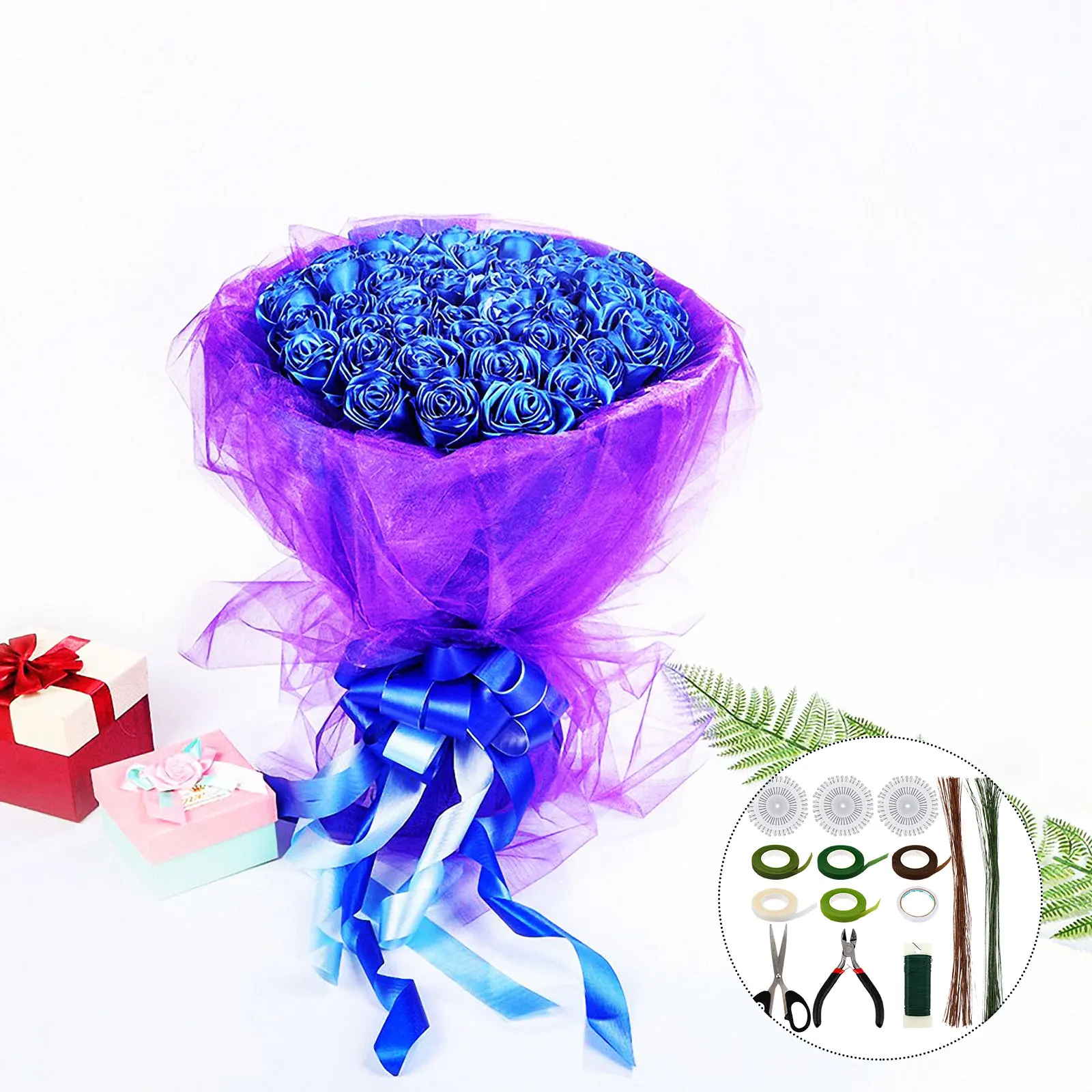

Floral Wire Stems Tape Set Flower Art Supply Tool Packaging Double Sided Adhesive