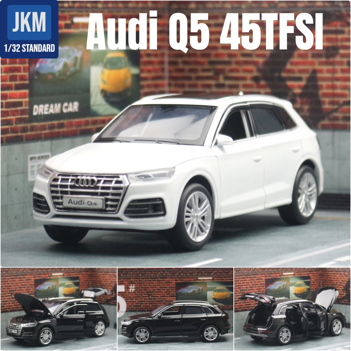 1/32 Audi Q5 SUV Sport Toy Car Model JKM Diecast Metal Vehicle Miniature Collection Sound & Light Free Wheels Collection Boys