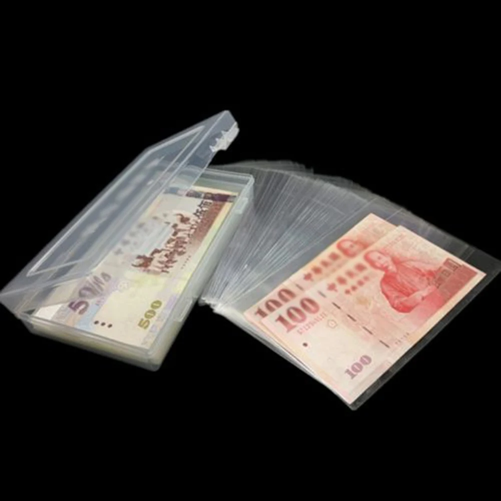 100 Count Paper Storage Bags for Currency Collection Paired with Compact Plastic Case Holder for Easy Organization and