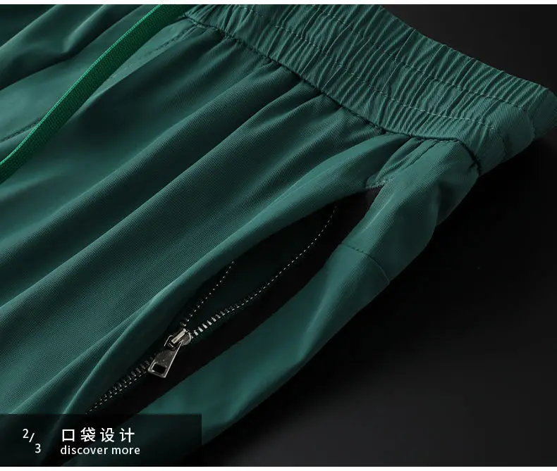 Boweylun Ice Silk Summer New Sports Casual Leggings Trouser Men's Light Comfortable Breathable Quick Dry Nine-Point Pants