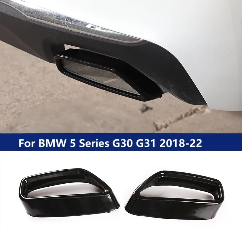 

Car Tail Muffler Exhaust Pipe Output Cover Exhaust Parts Stickers Glossy Black For BMW 5 Series G30 G31 2018 2019 2020 2021 2022