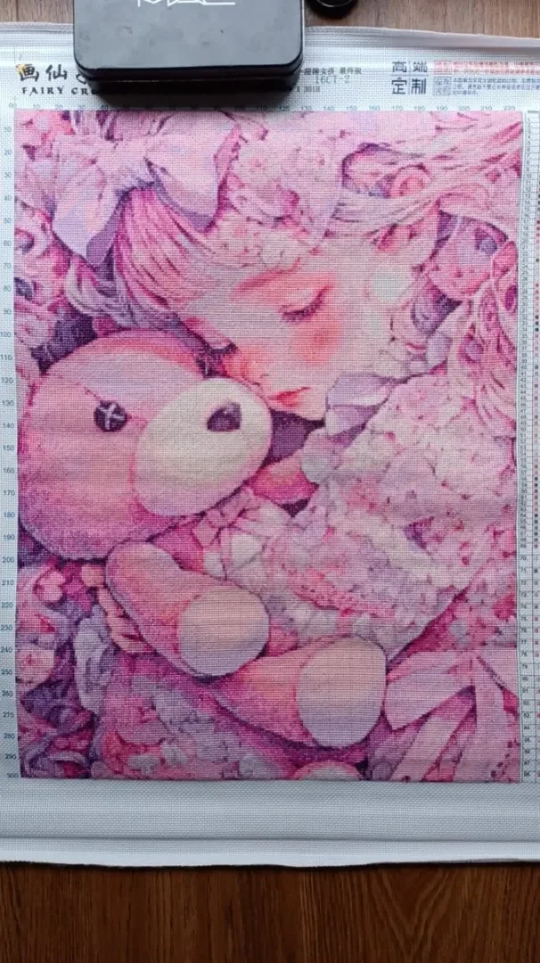 ZZ4801 Sweet Sleeping Girl 11CT 14CT 16CT DIY Stamped Cross Stitch Kit Embroidery Needlework Set Home Decor Gift view 3
