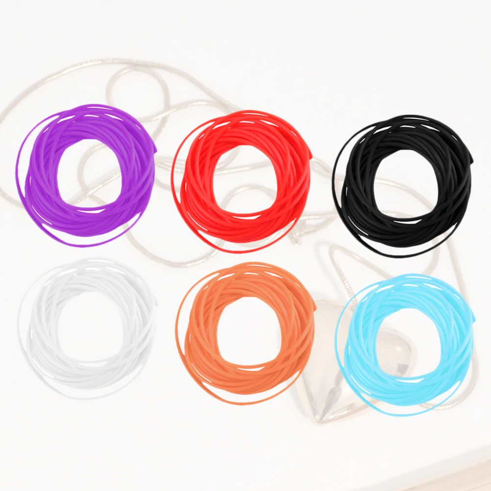 

6 PCS Braided Rope Set Manual Weaving Rubber DIY Necklace Elastic Making Silicone
