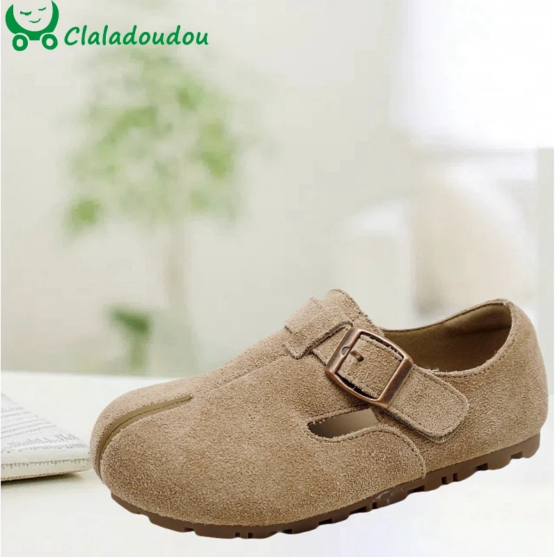 

Brand 2024 Classic Genuine Leather Flats Shoes For Kids Boys Girls Birken Shoes Children Woman Suede Fashion Autumn Casual Shoe