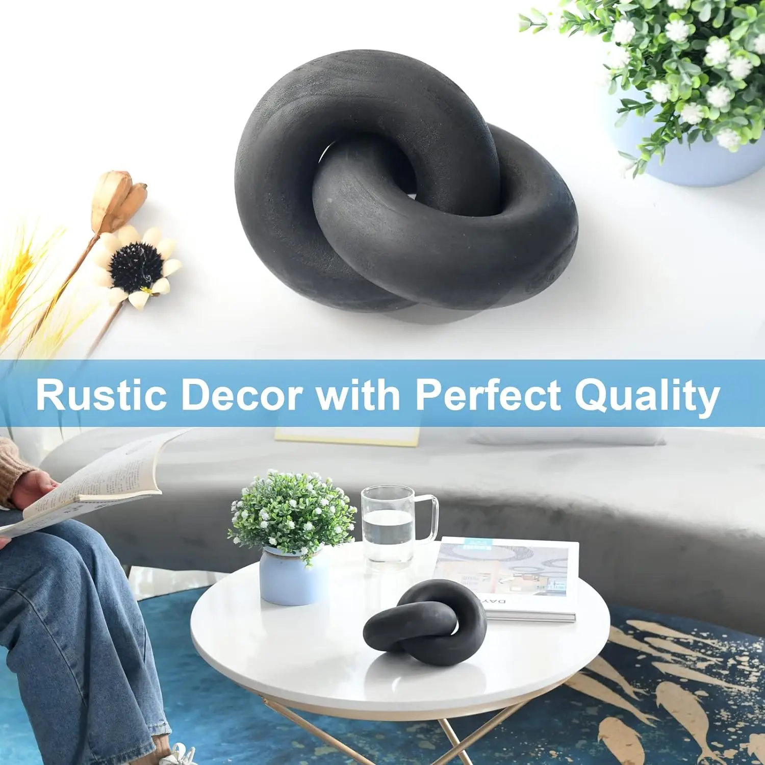 Wholesale Hand Carved Wood Knot Link Table Decor Wood Chain Link Decor for Living Room customizable