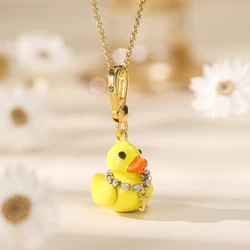 1Pc Fashion Cute Cartoon Rhinestone Collar Enamel Duck Pendant Necklace For Women Men Niche Cool Party Jewelry Gifts