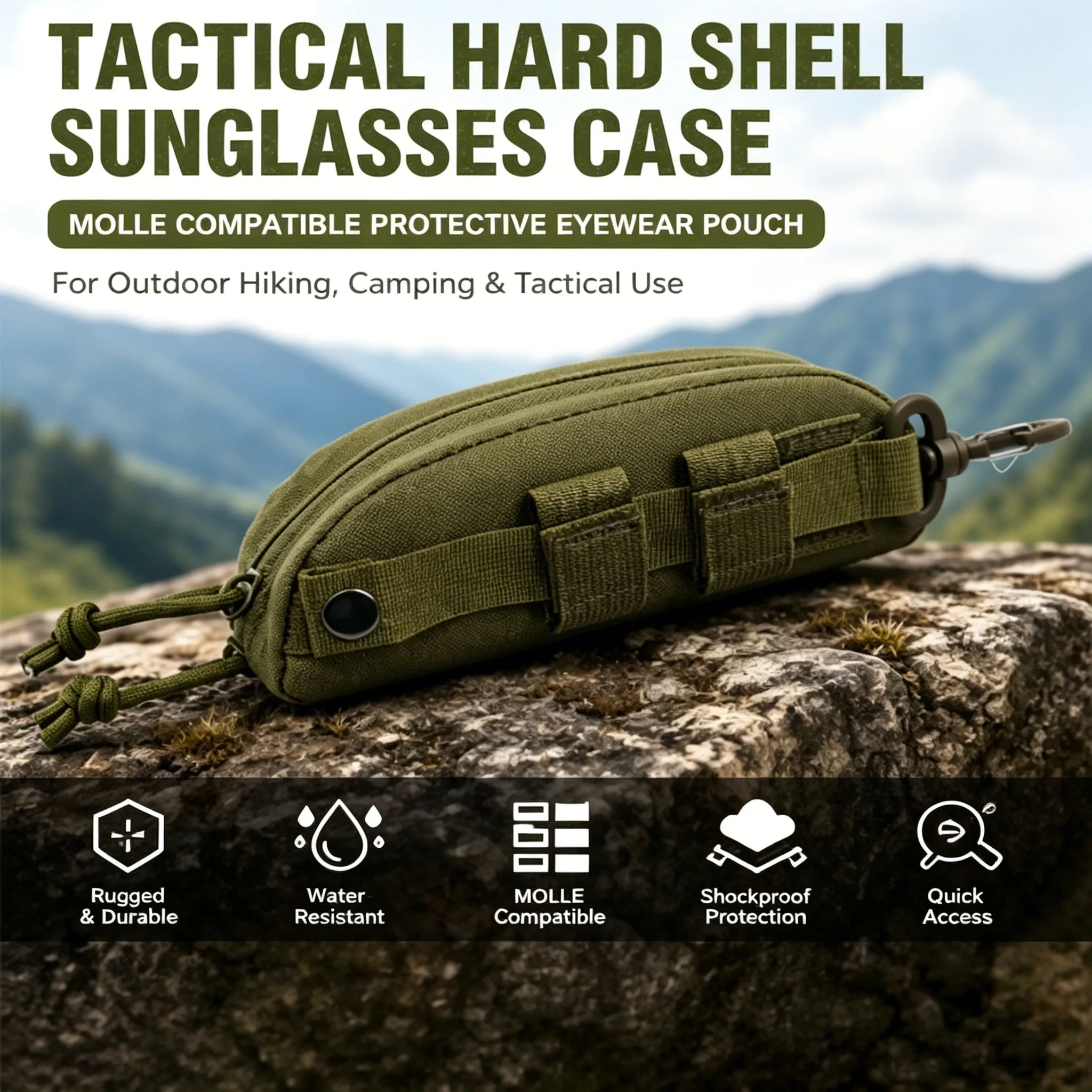 Taktisches Hartschalen-Sonnenbrillenetui Molle-Kompatible Schutzbrillentasche für Outdoor-Wandern, Camping & Taktischen Einsatz