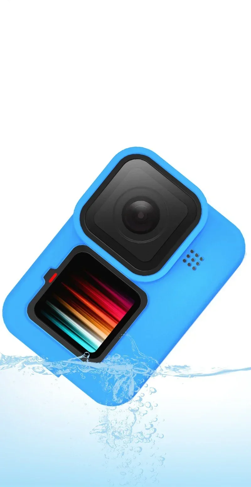 Funda de silicona suave para GoPro 9, carcasa protectora para marco de cámara, correa de muñeca, cubierta de lente de pantalla, accesorios