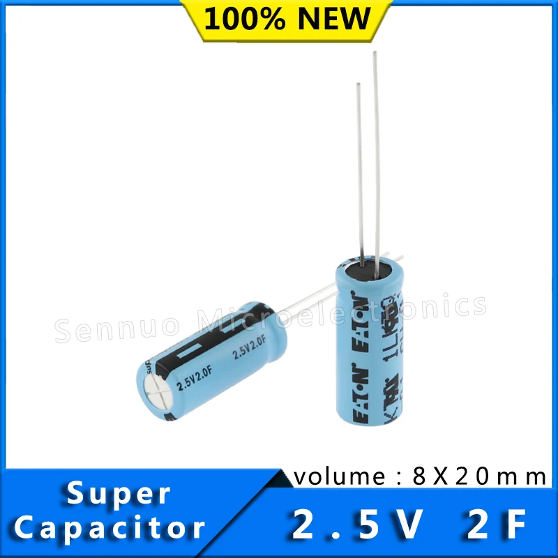 NEW 2.5V 2F M supercapacitorsCylindrical cells M0820-2R5205-R farah capacitance Low ESR high power density 2.5V 2F 8x20mm