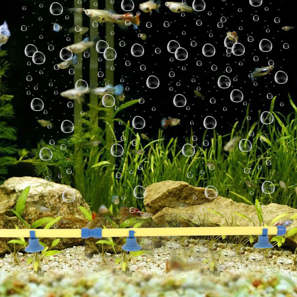 

14 Inch Yellow Air Stone Tube 2 Suction Cups Fish Tank Aquarium Air Pump Accessories Bubbler Diffuser Strip