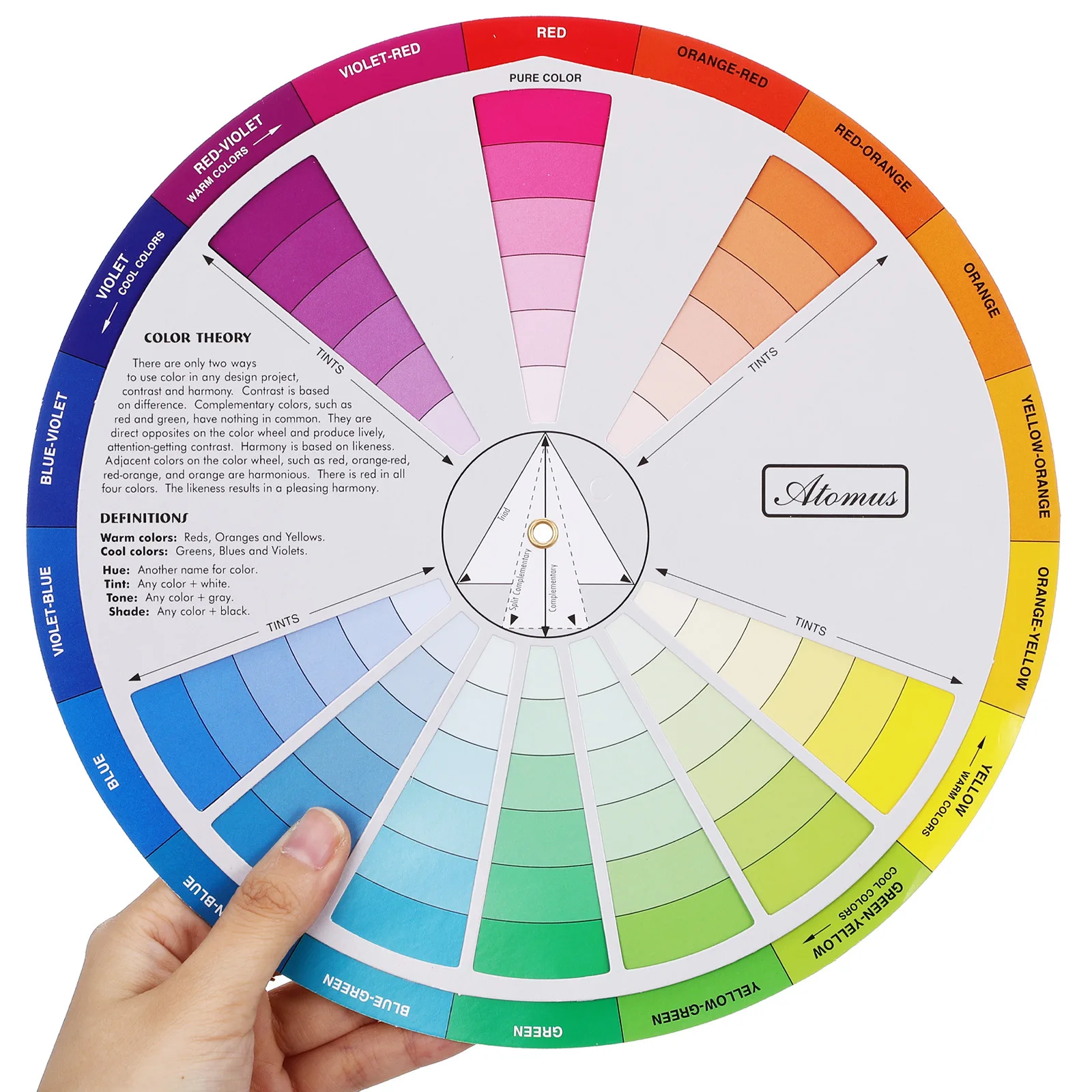 Image 5: Roue de couleurs créative pour artistes et-tableau d'apprentissage des couleurs rotatif avec des teintes, Guide des tons pour la peinture