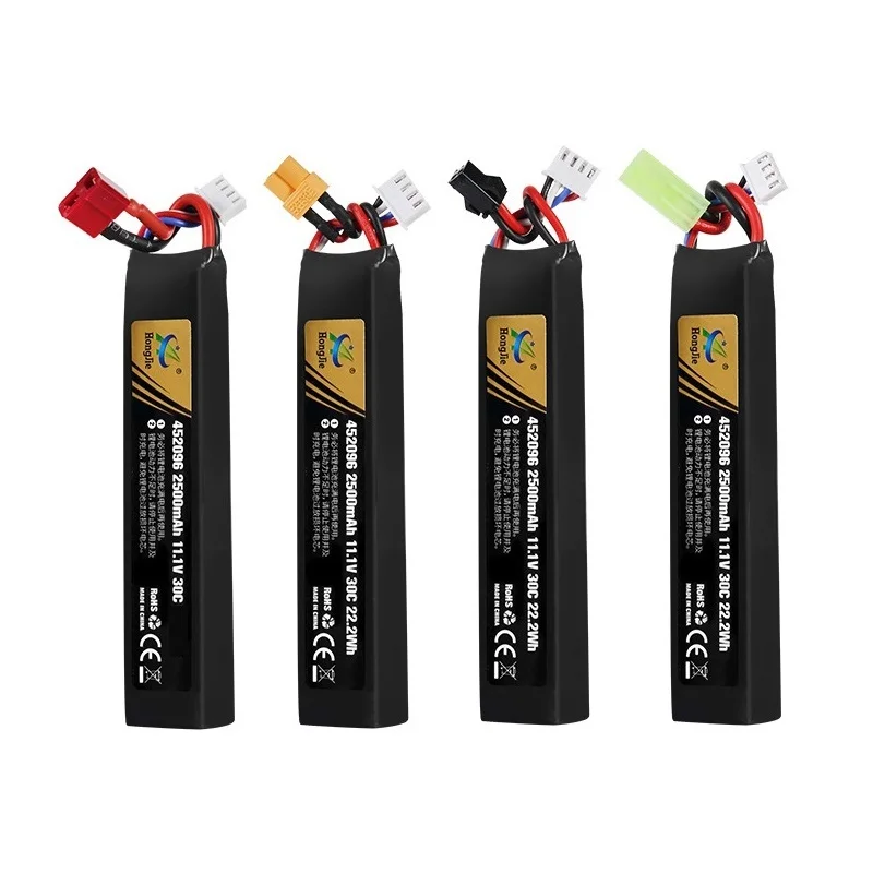 2PCS Bateria para pistola de água RC 3S 11,1v 2500mAh 452096   Bateria lipo para airsoft bb pistola de ar brinquedos elétricos armas peças t/tamiya plug