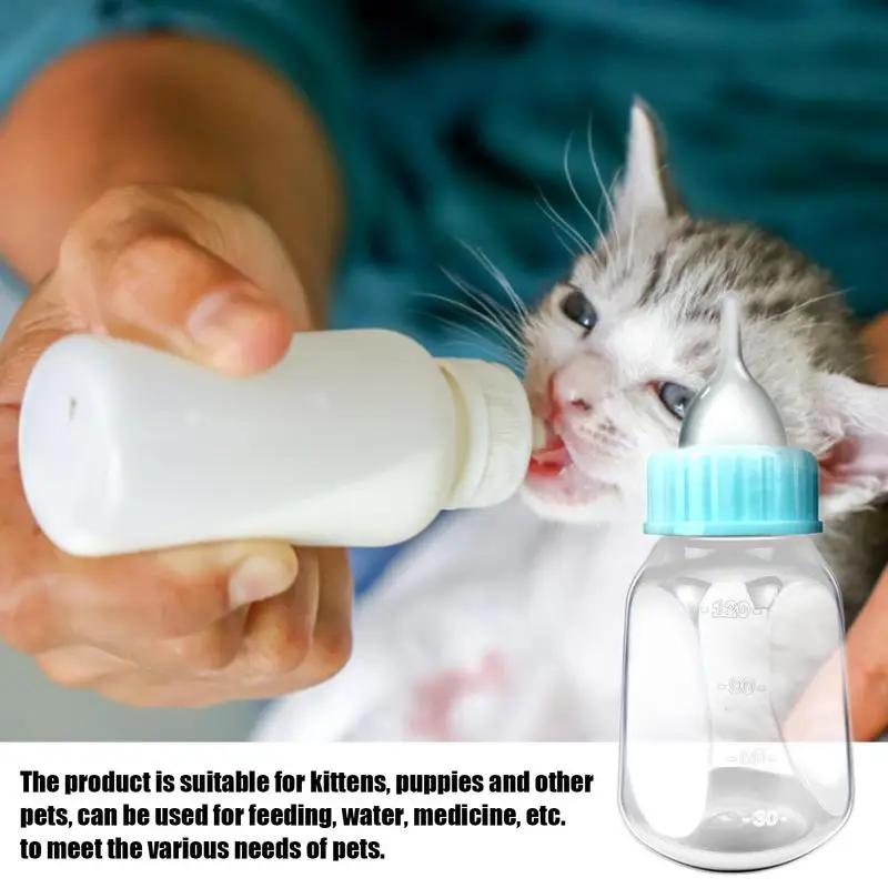 120ml Pet Milk Bottle Puppy Cat Feeder With Scale Pet Soother Bottle Set Pacifier Bite Resistant Puppy Feeding Supplies