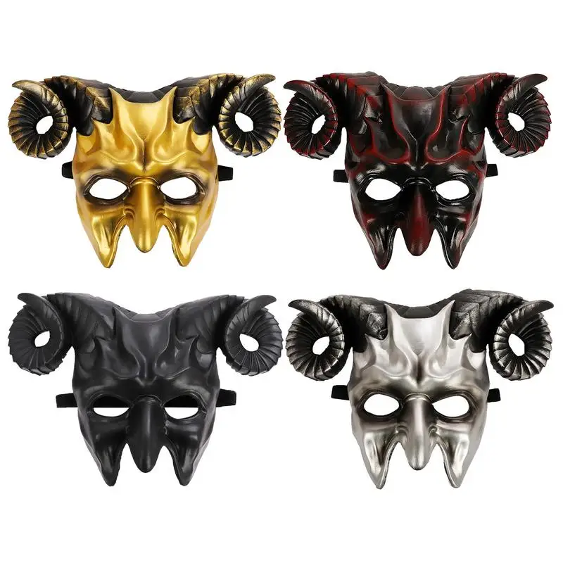 Halloween Masque With Horn Realistic Face Animal Head Masque Costume Halloween Carnival Parties Prop Scary Animal For Halloween