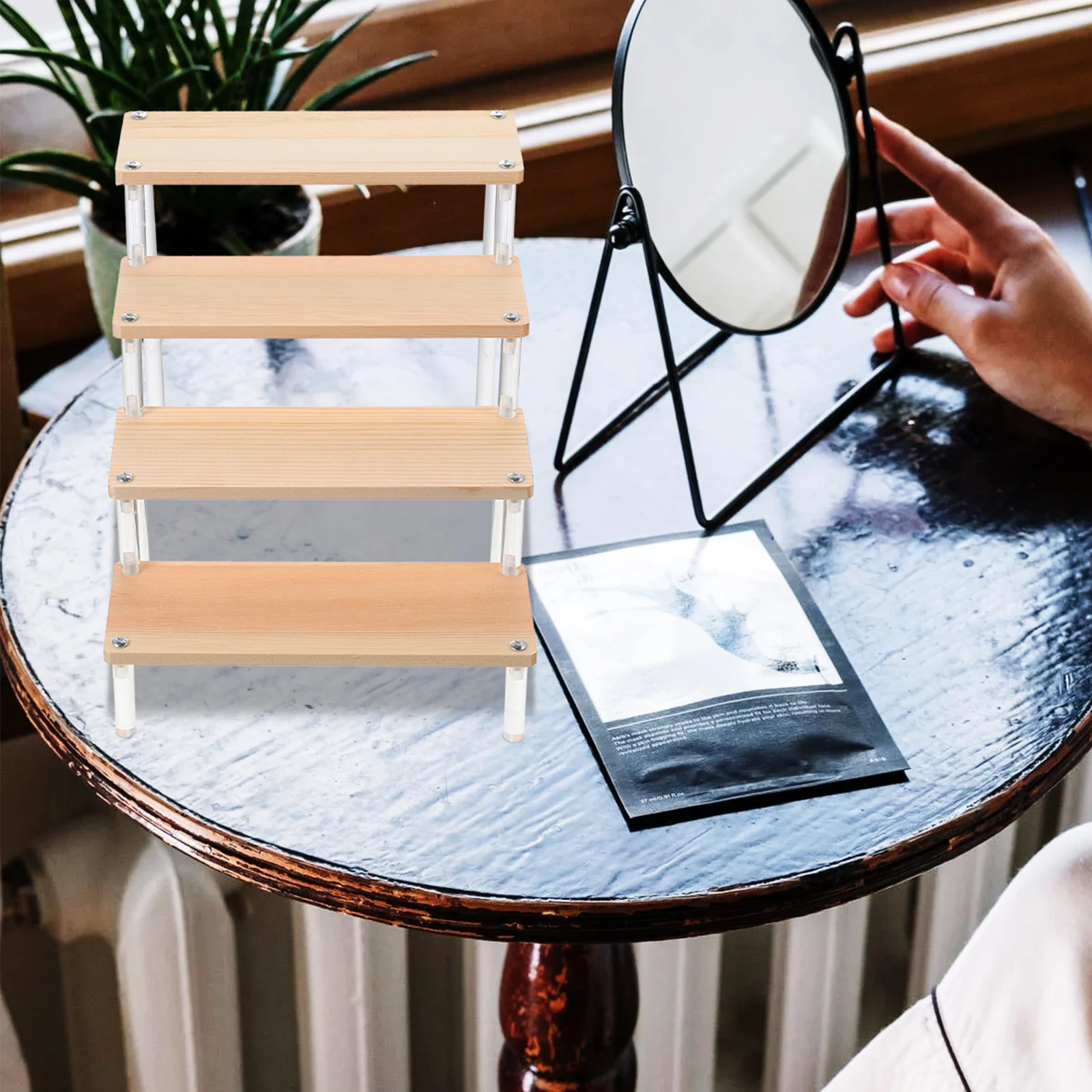 

Multi-Tier Display Shelf Acrylic Organizer Jewelry Storage Rack for Rings Necklaces Earrings Desktop Makeup Stand