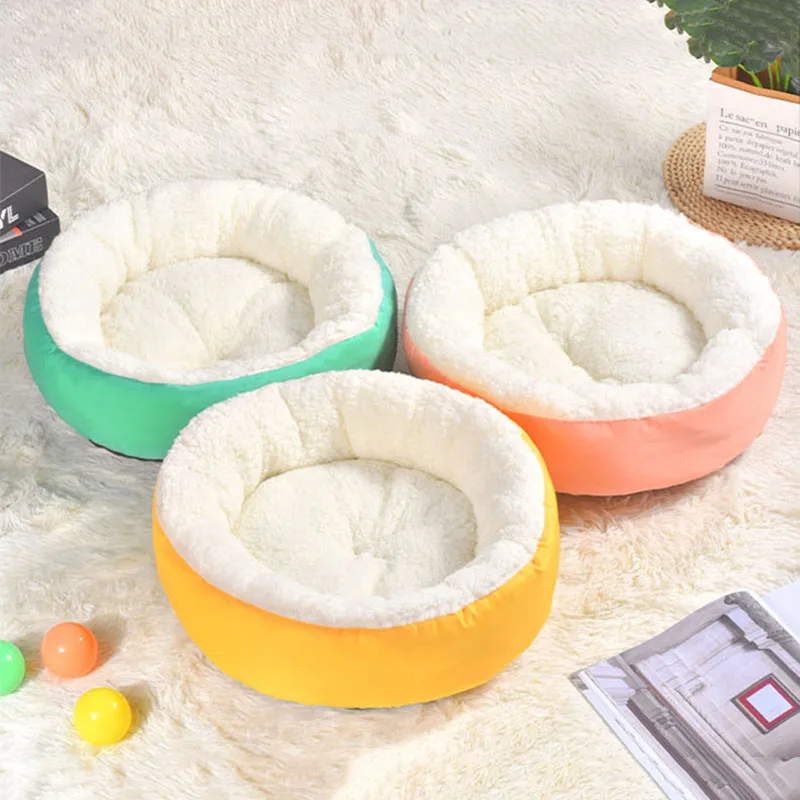 Comfortable Round Plush Pet Nest, Cashmere Cat Nest, Bed Accessories, Basket, Products for Small Dogs, Animals, Winter