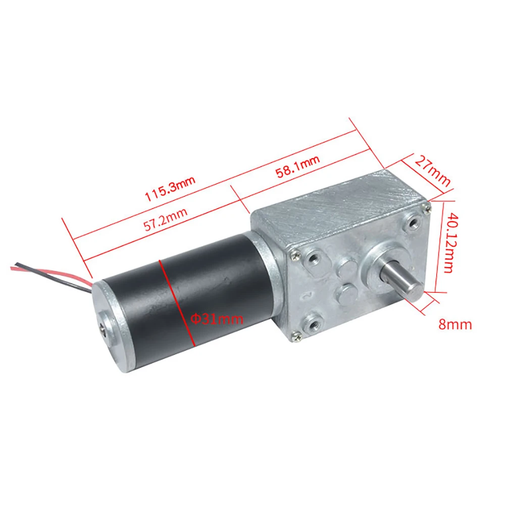 Diâmetro do eixo 8mm 8-470rpm do motor da engrenagem do worm da c.c. do motor da redução 24v da engrenagem de direção do ângulo direito diminuto opcional