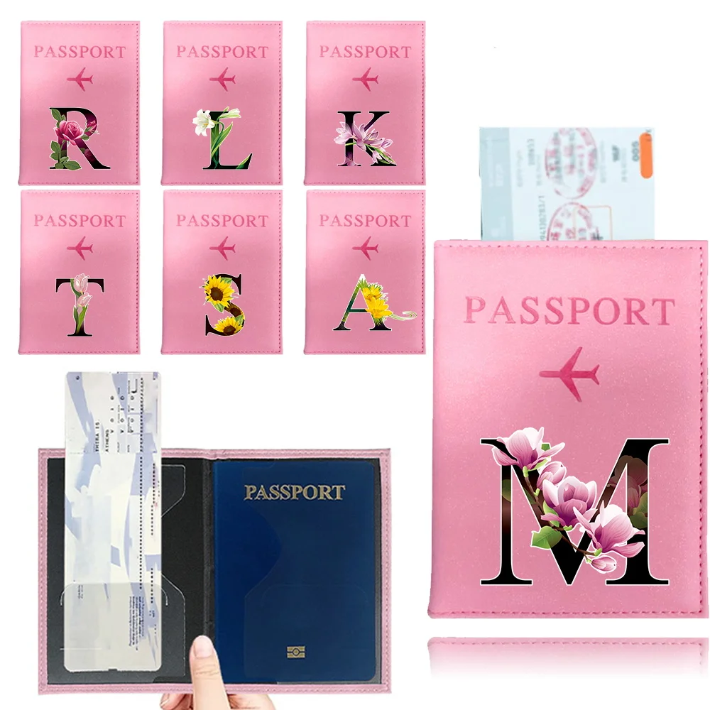 

Airplane Passport Cover Women Men Travel Passport Case UV Print Flower Color Series Passport Wallet Purse Girl Passports Holder