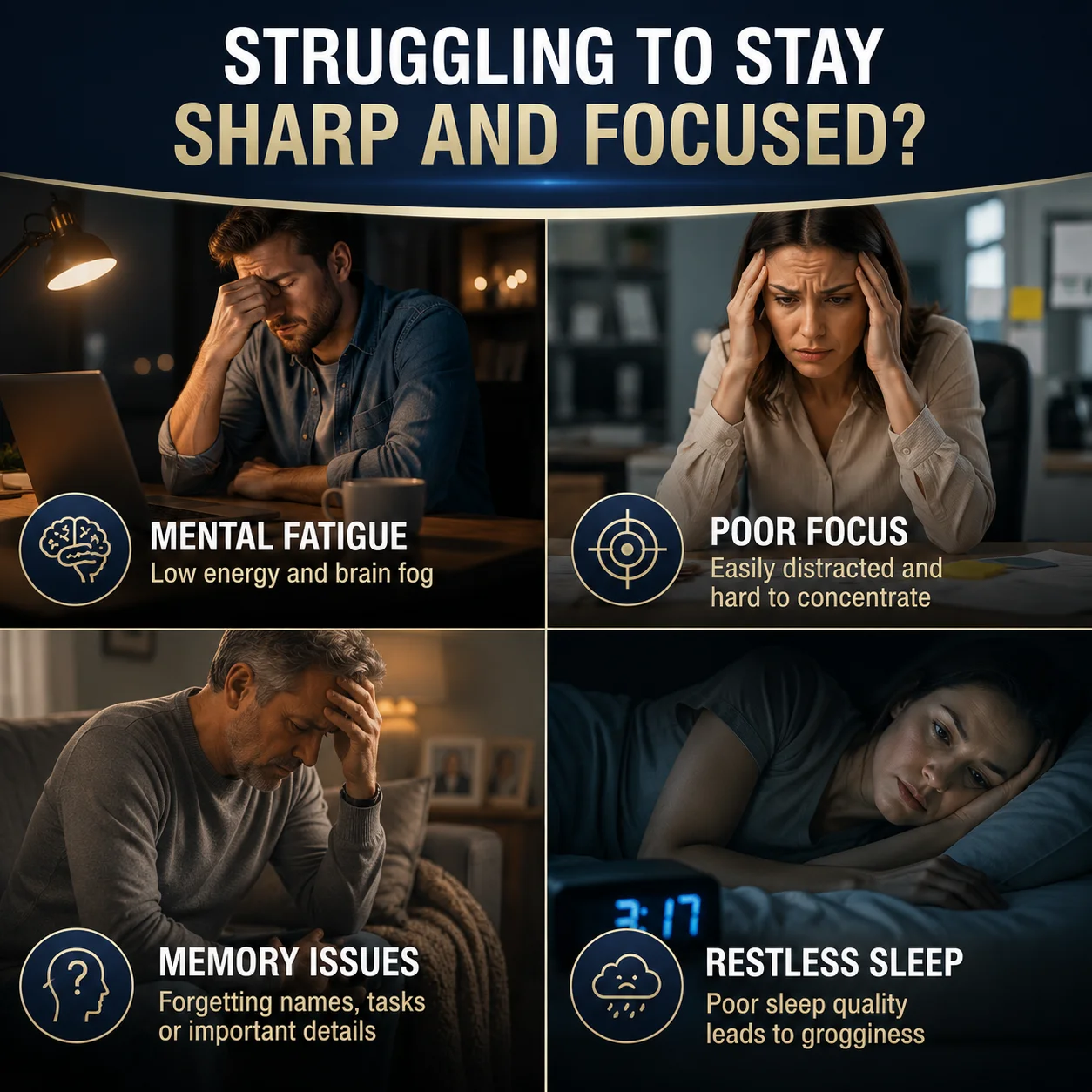 Cognitive Brain Health Supplement, Support Memory, Mental Clarity, Focus Neuro Protection, Gluten‑Free Formula, for Men & Women