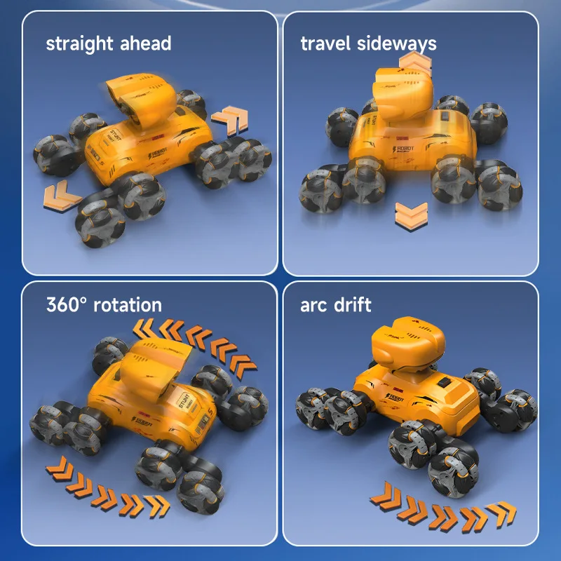 New Remote Control Dog Wally Robot Automatic Demonstration with Music Rotating Stunts Eight-Wheel Side Walking Swing Arm Remote