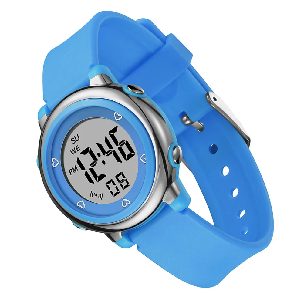 1Pcs Waterproof Electronic Watch Blue Multi-Function LED Luminous Student Wrist Watch Alarm Stopwatch Week Display