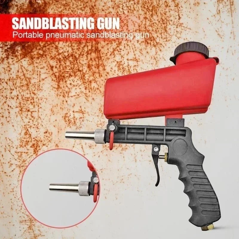 New Portable Aluminium Pneumatic Sandblaster Spray Gun Sand Removal Blasting Power Machine Gravity Sandblasting Gun