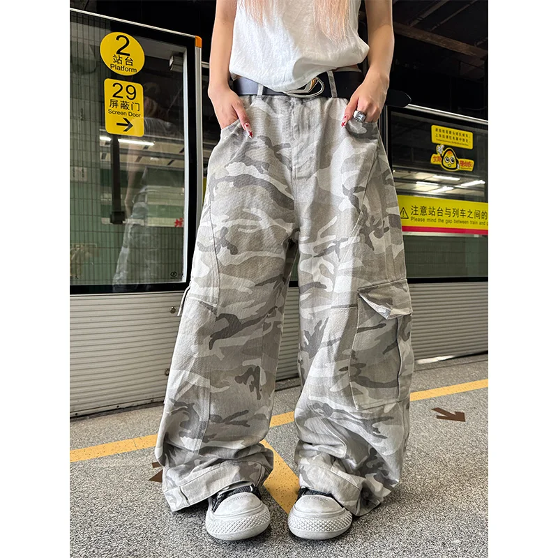 Y2K Herrenhose, Harajuku, Vintage, Camouflage-Muster, lockere, lässige Jogginghose, Hip-Hop, Gothic, Herren- und Damenmode, weite Hosen, Streetwear.