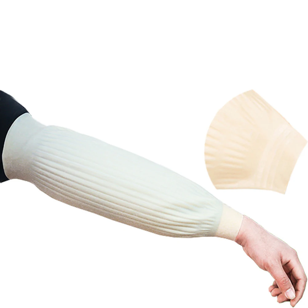 1 Pair Arm Sleeves 40Cm White Kitchen Cooking Protection Oilproof Cleaning Oilproof Arm Sleeves Lightweight Elastic Fit