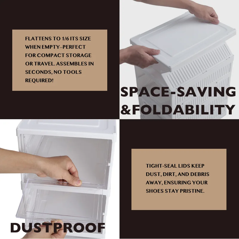 منظم وحدة صناديق تخزين الأحذية القابلة للطي متعددة الطبقات - موفر للمساحة #5