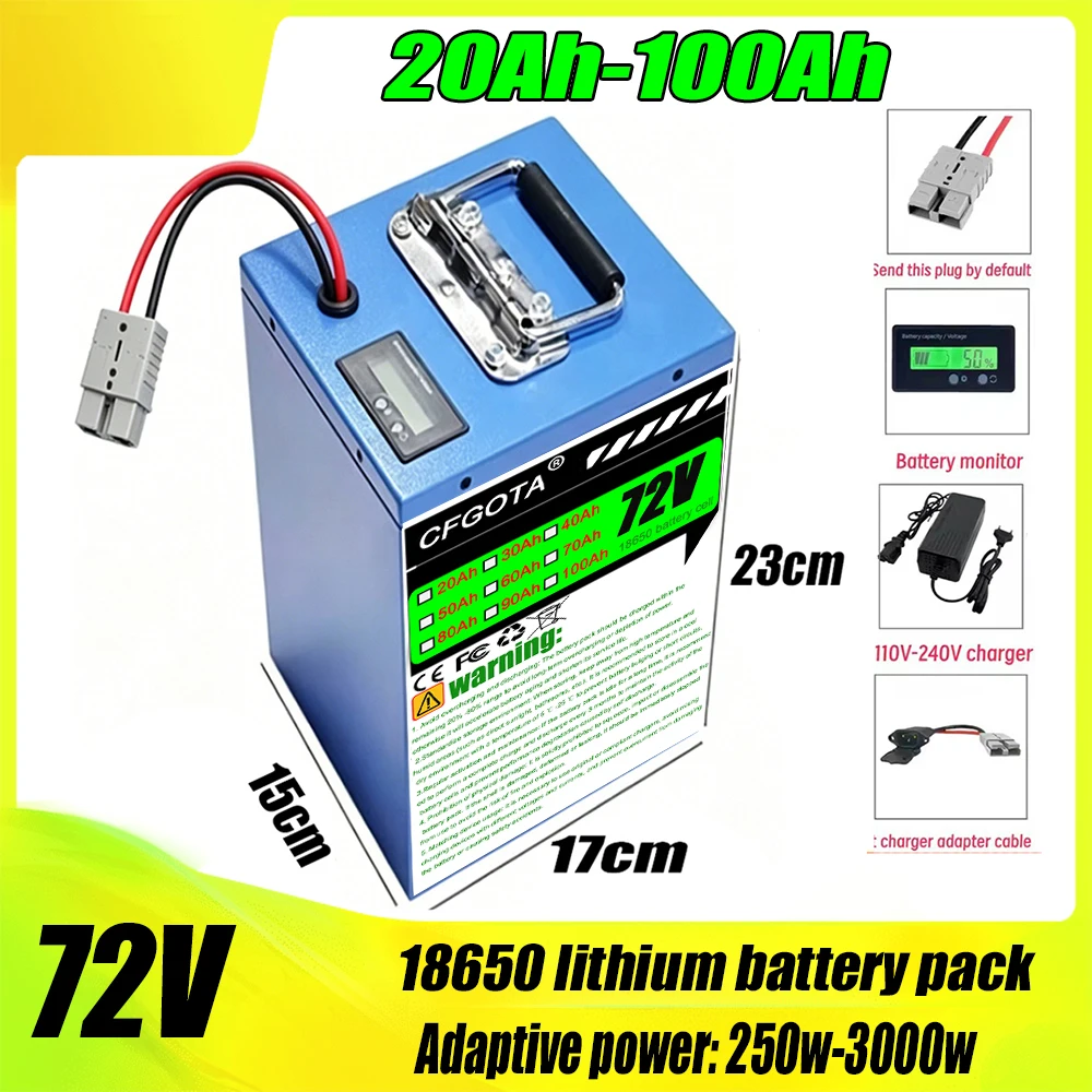 

72V 100Ah Original Lithium Battery Pack for High-power Lithium Battery Waterproof Electric motorcycle With BMS +3A Charger