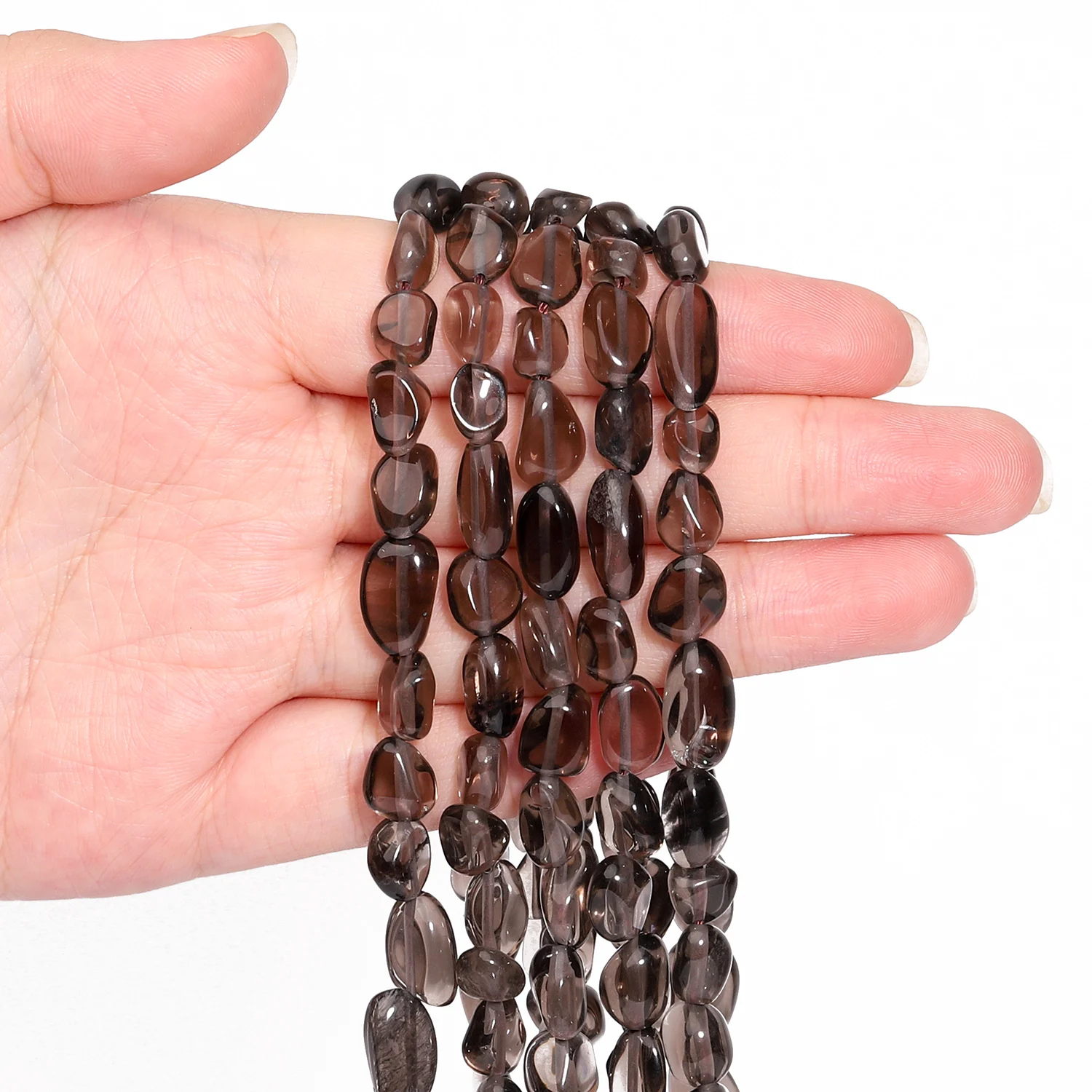 8-10mm Irregular Geometric Natural Smoky Quartz Stone Diy Loose Beads for Jewelry Making Handmade Bracelet Accessories