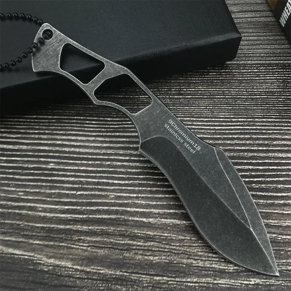 High Quality Fixed Blade Keychain Knife with Necklace Portable Outdoor Small Straight Knife EDC Hiking Fishing Camping Tool