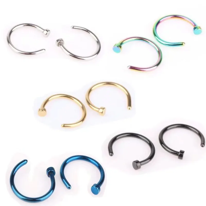 6pcs/lot Punk Jewelry Fake Nose Rings Hoop Lip Nose Rings C Shape Small Thin Non-Piercing Jewelry for Women Men view 3
