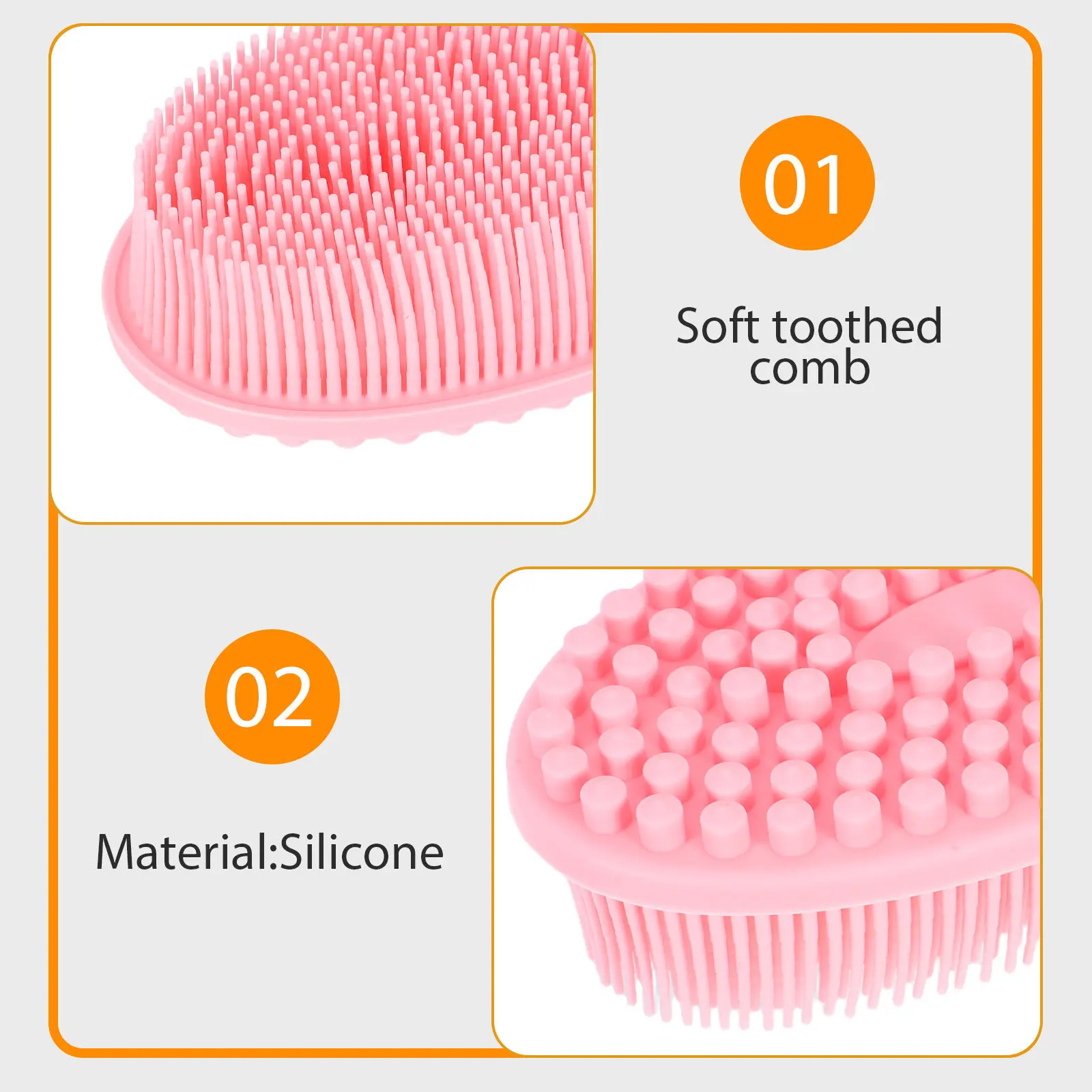 2Pcs Soft Silicone Bath Brush Dualsided Shampoo Scalp Massager Body Scrubber for Sensory Stimulation
