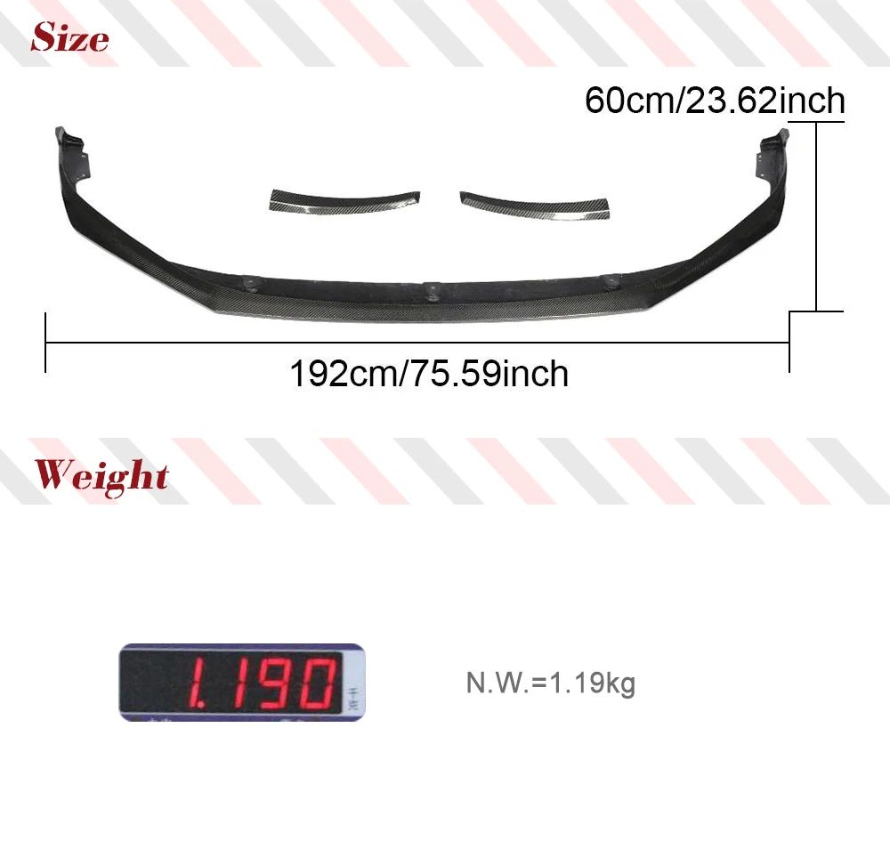 Separadores de alerón de fibra de carbono para parachoques delantero de coche para Porsche Panamera 971 estándar 2017 - 2019 divisores de labio de parachoques delantero de coche