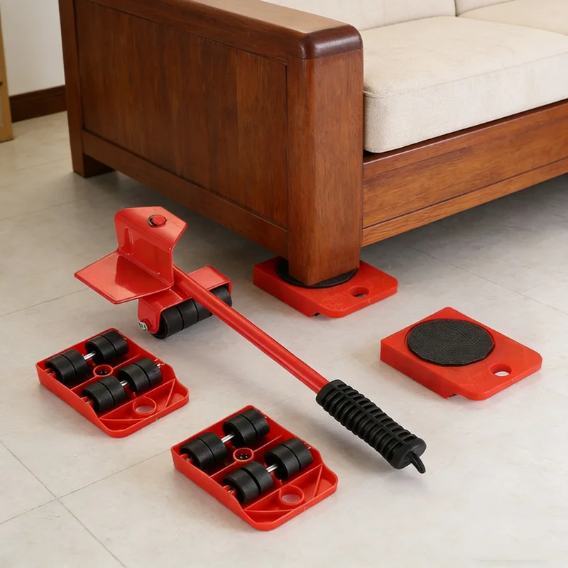 Furniture Moving Transport Roller Set Removal Lifting Moving Tool Set Wheel Bar Mover Moving Heavy Stuffs Device Hand Tool