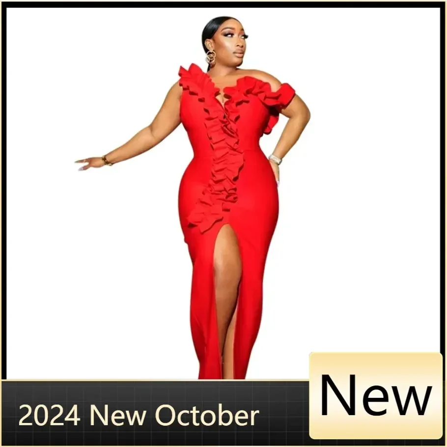 

African Party Evening Dresses for Women Autumn African V-neck Sleeveless Red Black Maxi Dress Outfits Dashiki Africa Clothing