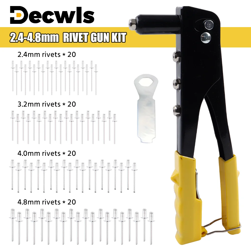 مسدس برشام يدوي عالي التحمل، مجموعة مسدس برشام أعمى احترافية، مناسب للبرشامات عيار 2.4/3.2/4.0/4.8 مم، مناسب للبرشام المعدني والبلاستيكي والجلدي، أداة يدوية