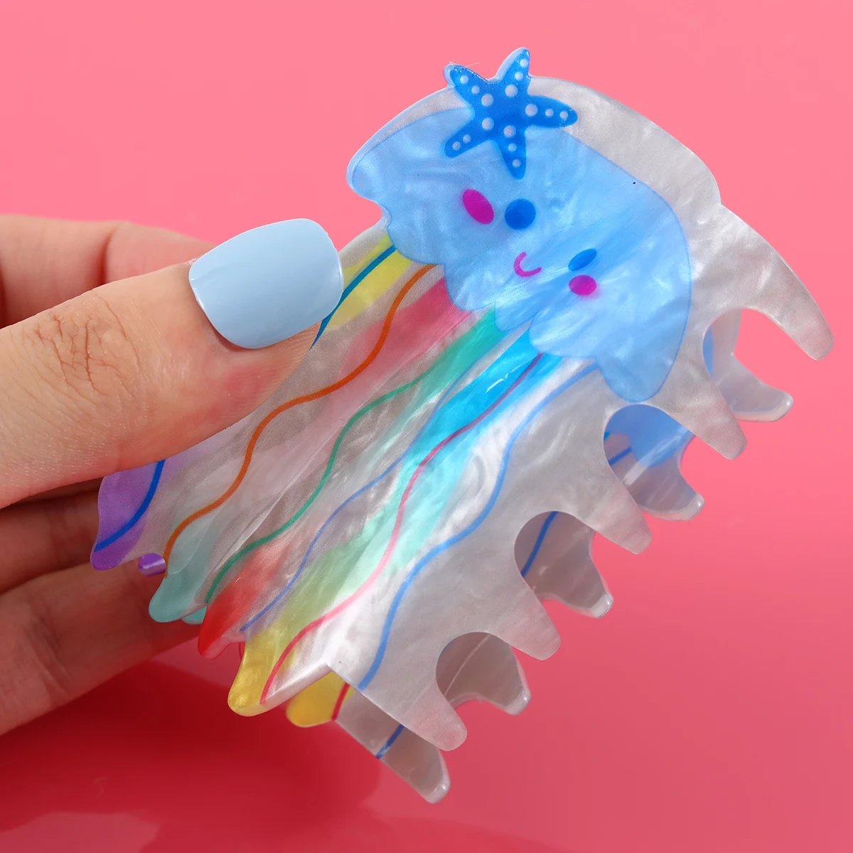 1pc Cute Jelly Fish Shape Hair Claw Acrylic Claw Clips Shark Claw Ponytail Holder Hair Accessories